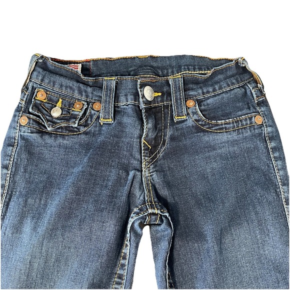 True Religion Jeans Womens 25 Blue Misty Skinny Stretch Denim Made in USA Flap - Picture 2 of 12